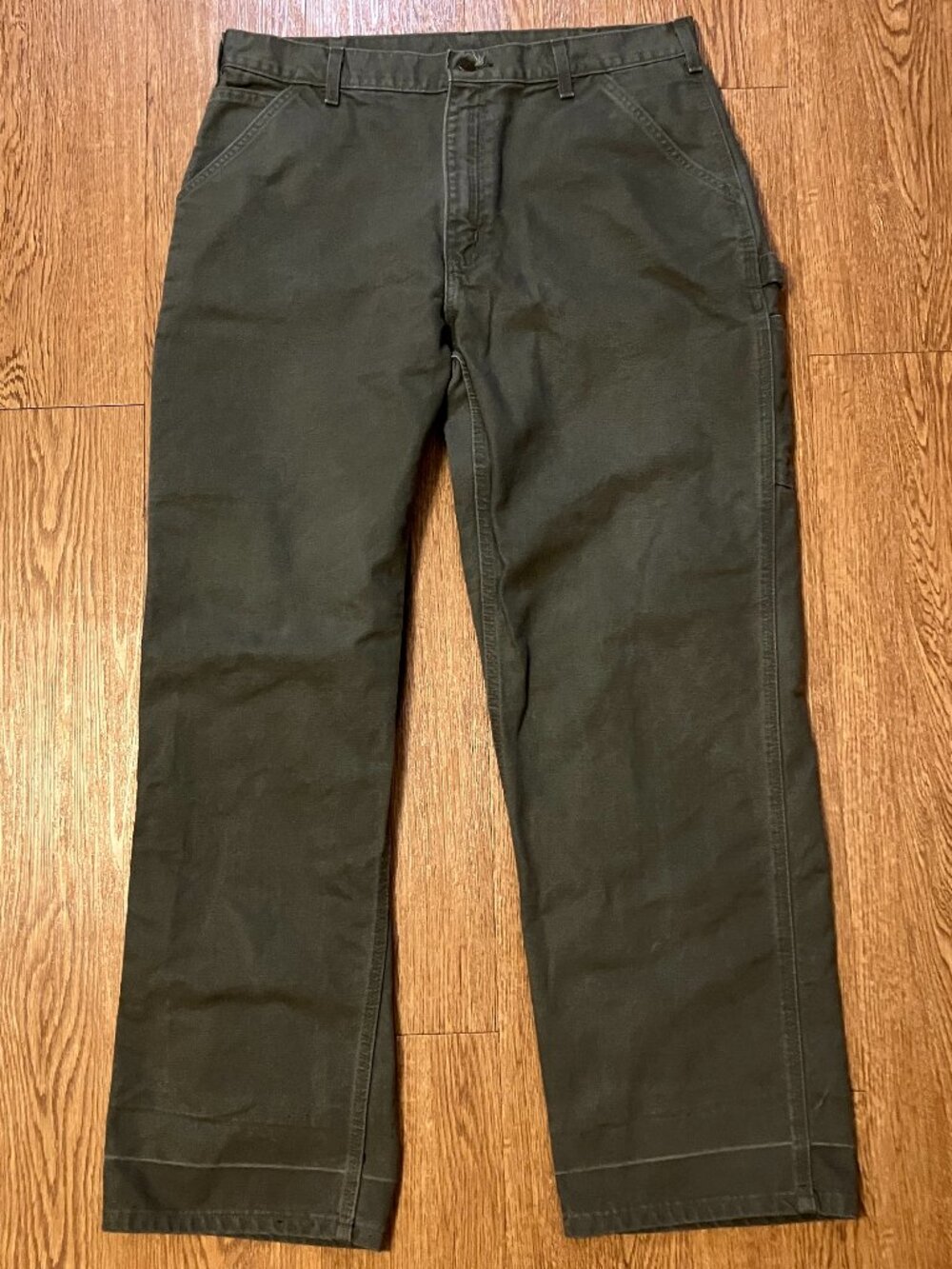Carhartt B11 MOS Carpenter Pants Men 36x32 Moss Green Washed Duck Work Canvas
